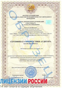 Образец сертификата соответствия аудитора №ST.RU.EXP.00006191-1 Суворов Сертификат ISO 50001